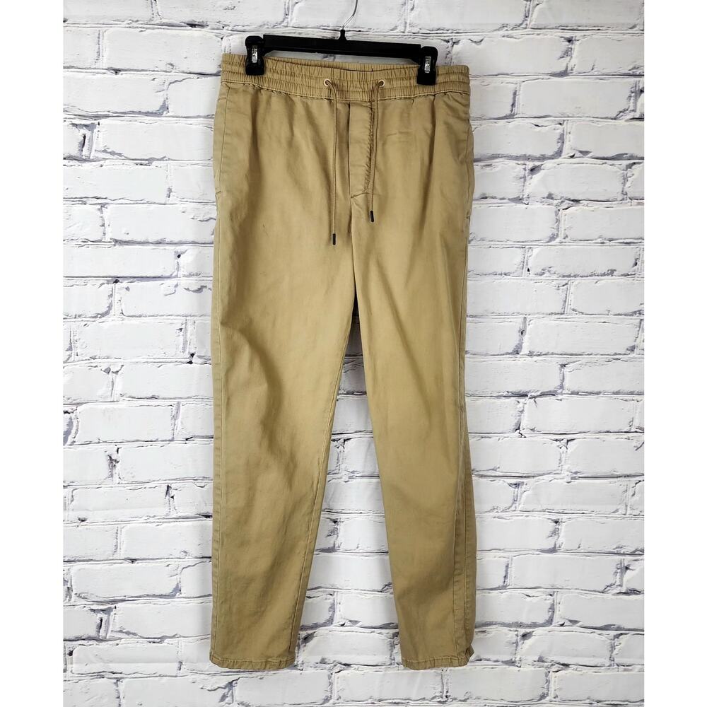 ZARA Pants Womens M khaki Elastic Waist Casual Work Office School Preppy comfy